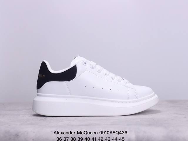 意大利高奢品牌alexander Mcqueen亚历山大 麦昆 Sole Leather Sneakers低帮时装厚底休闲运动小白鞋 尺码：36～45 xm09