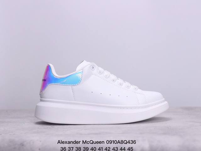 意大利高奢品牌alexander Mcqueen亚历山大 麦昆 Sole Leather Sneakers低帮时装厚底休闲运动小白鞋 尺码：36～45 xm09