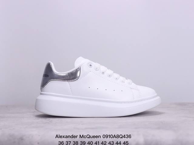 意大利高奢品牌alexander Mcqueen亚历山大 麦昆 Sole Leather Sneakers低帮时装厚底休闲运动小白鞋 尺码：36～45 xm09