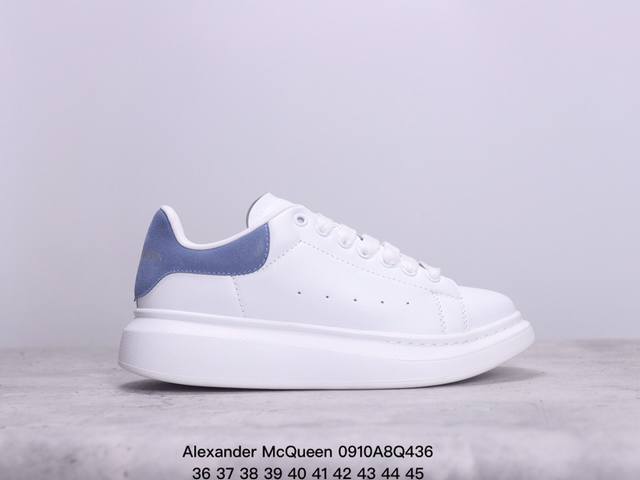 意大利高奢品牌alexander Mcqueen亚历山大 麦昆 Sole Leather Sneakers低帮时装厚底休闲运动小白鞋 尺码：36～45 xm09