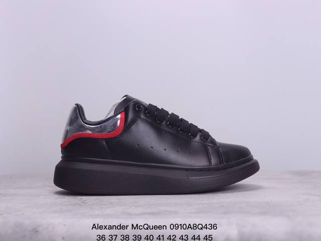 意大利高奢品牌alexander Mcqueen亚历山大 麦昆 Sole Leather Sneakers低帮时装厚底休闲运动小白鞋 尺码：36～45 xm09