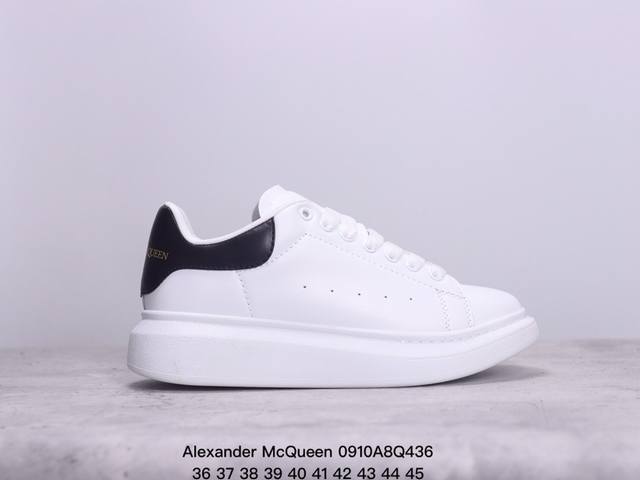 意大利高奢品牌alexander Mcqueen亚历山大 麦昆 Sole Leather Sneakers低帮时装厚底休闲运动小白鞋 尺码：36～45 xm09 - 点击图像关闭