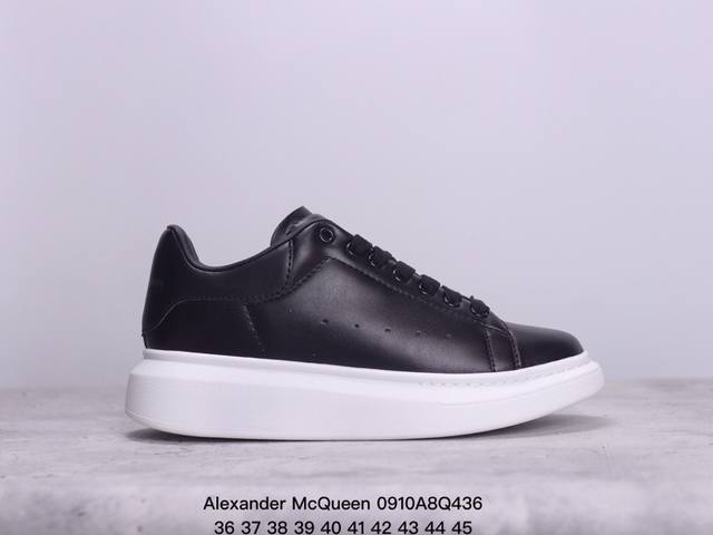 意大利高奢品牌alexander Mcqueen亚历山大 麦昆 Sole Leather Sneakers低帮时装厚底休闲运动小白鞋 尺码：36～45 xm09