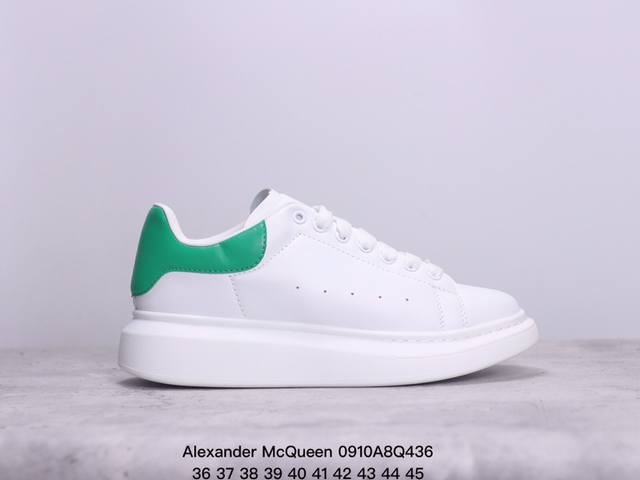 意大利高奢品牌alexander Mcqueen亚历山大 麦昆 Sole Leather Sneakers低帮时装厚底休闲运动小白鞋 尺码：36～45 xm09