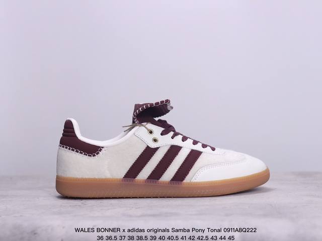 Wales Bonner X Adidas Originals Samba Pony Tonal 圆头舒适保暖防滑低帮板鞋 xm0911Q222