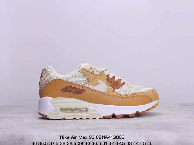 真标耐克nike Air Max 90 经典复古小气垫缓震跑鞋 鞋面由皮和革织物打造，犀利的条线打造出酷劲十的足视觉效果 网布鞋增面强透气性，穿着为极舒适 经可