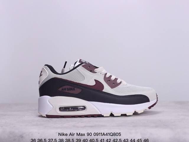 真标耐克nike Air Max 90 经典复古小气垫缓震跑鞋 鞋面由皮和革织物打造，犀利的条线打造出酷劲十的足视觉效果 网布鞋增面强透气性，穿着为极舒适 经可