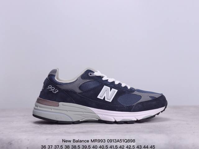 新百伦 New Balance Mr993系列复古老爹风 男女休闲鞋情侣百搭慢跑鞋运动男鞋女鞋 采用拼接网眼织物鞋面 后跟搭载外露缓震胶 货号：Mr993Bk