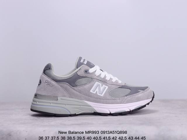 新百伦 New Balance Mr993系列复古老爹风 男女休闲鞋情侣百搭慢跑鞋运动男鞋女鞋 采用拼接网眼织物鞋面 后跟搭载外露缓震胶 货号：Mr993Bk