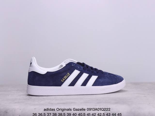 真标adidas Originals Gazelle 三叶草休闲防滑耐磨低帮板鞋 鞋头出色设计 塑就出众贴合感 稳固的后跟贴合足部曲线设计 软弹舒适 不易磨脚