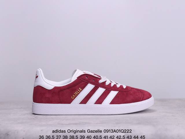 真标adidas Originals Gazelle 三叶草休闲防滑耐磨低帮板鞋 鞋头出色设计 塑就出众贴合感 稳固的后跟贴合足部曲线设计 软弹舒适 不易磨脚