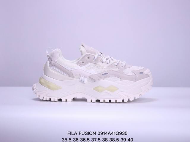 Fila Fusion 斐乐 潮牌老爹鞋女夏硬糖鞋厚底老爹鞋跑步鞋 欧阳娜娜 虞书欣同款 货号：T12W32 1Flg 尺码：35 36 36.5 37.5 3