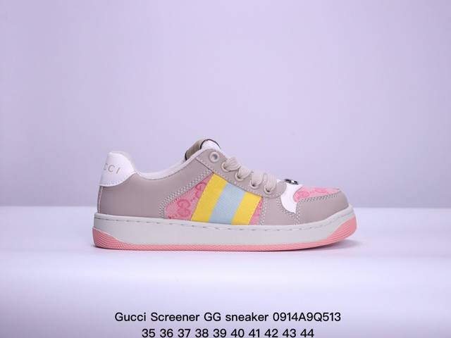 贵族学院风 意大利时装奢饰品牌 古驰gucci Screener Gg Sneaker经典原型厚底复古百搭板鞋 货号：546163-0Y12-O9582 码数：