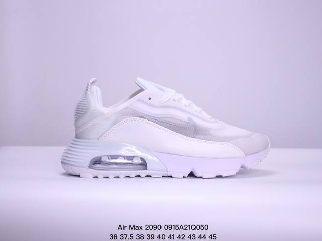 Air Max 2090 蝉翼气垫运动跑鞋 黑绿蓝 Bv9977-001 鞋面采用了当下流行的透明蝉翼材质，不同位置采用不同透明度，带来丰富层次感，更大的全新