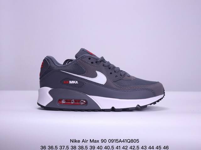 真标耐克nike Air Max 90 经典复古小气垫缓震跑鞋 鞋面由皮和革织物打造，犀利的条线打造出酷劲十的足视觉效果 网布鞋增面强透气性，穿着为极舒适 经可