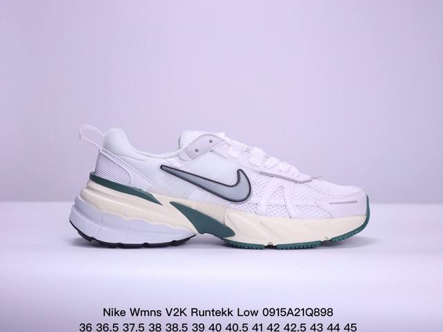 真标耐克nike Wmns V2K Runtekk Low”White Grey Pink”复古潮系列未来复古老爹风百搭休闲运动慢跑鞋 货号:Fd0736-10