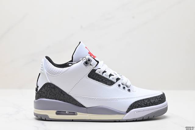 真标nike Air Jordan 3 Retro皮革 潮流 防滑耐磨包裏性 中帮 复古篮球鞋 货号:Ct8532-106 尺码:36-47 Id:Jdd538