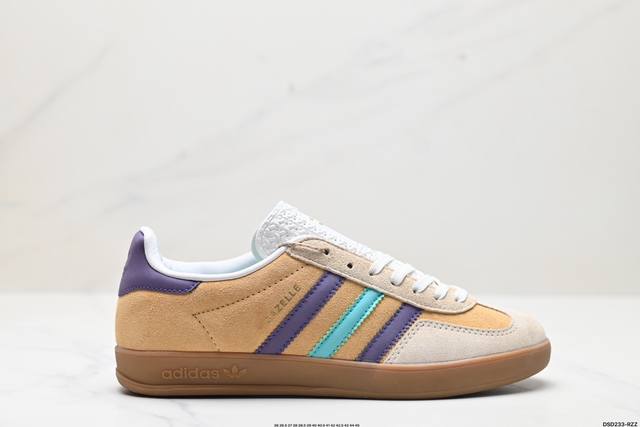 真标adidas Originals Gazelle Indoor 三叶草休闲防滑耐磨低帮板鞋 鞋头出色设计 塑就出众贴合感 稳固的后跟贴合足部曲线设计 软弹舒