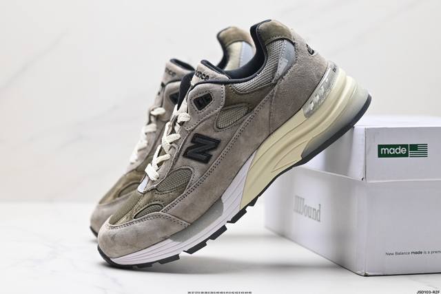 公司级jjjjound X New Balance Nb 992 复古 舒适 翻毛皮减震防滑耐磨透气包裹性速干 低帮 休闲跑步鞋 货号:M992J2 尺码:36