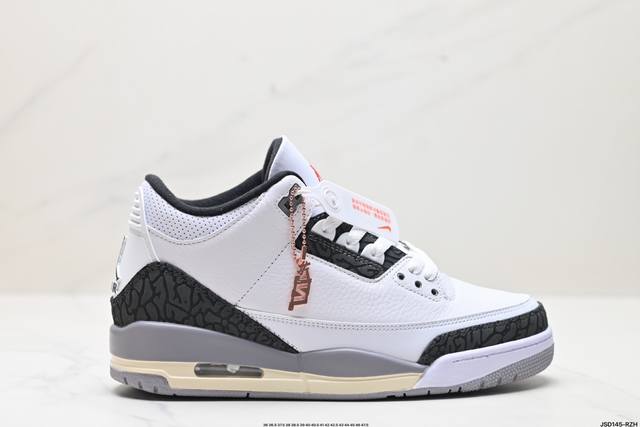 公司级nike Air Jordan 3 Retro皮革 潮流 防滑耐磨包裏性 中帮 复古篮球鞋 升级原楦原档案数据开发纸版楦型 采用同源纳帕头层皮革鞋面材质