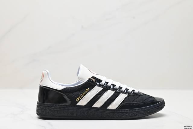 真标adidas Handball Spezial 阿迪达斯经典款 复古休闲板鞋 全鞋漆皮鞋头 织布鞋面 牛筋耐磨大底 官方货号:Jp5729 尺码:36-45