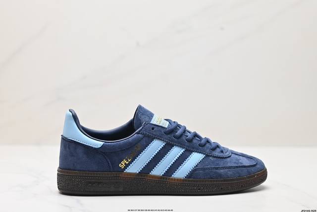 公司级adidas Handball Spezial 官方正确版本 阿迪达斯经典款 复古休闲板鞋 全鞋采用反毛皮制作 牛筋耐磨大底 承载青春情怀的板鞋 经典三条 - 点击图像关闭