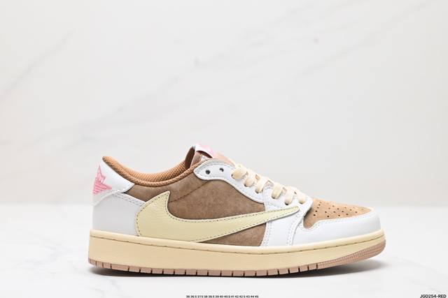 公司级aj1倒勾travis Scott X Air Jordan 1 ” Reverse Mocha “ Aj1乔1 Ts 闪电 联名倒钩 低帮文化篮球鞋 货