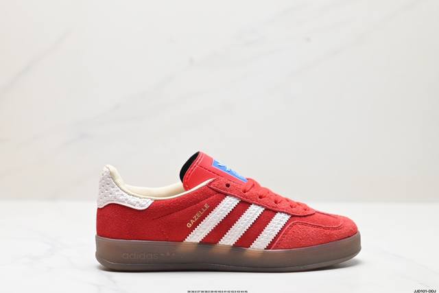 公司级adidas Originals Gazelle Indoor 三叶草休闲防滑耐磨低帮板鞋 鞋头出色设计 塑就出众贴合感 稳固的后跟贴合足部曲线设计 软弹