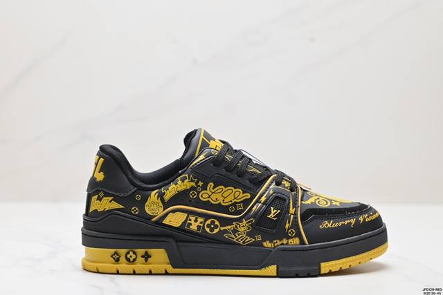 公司级全新lv路易威登louis Vuitton Trainer Sneaker Low休闲运动文化百搭板鞋 尺码:39-45 Id:Jfd129-Re D