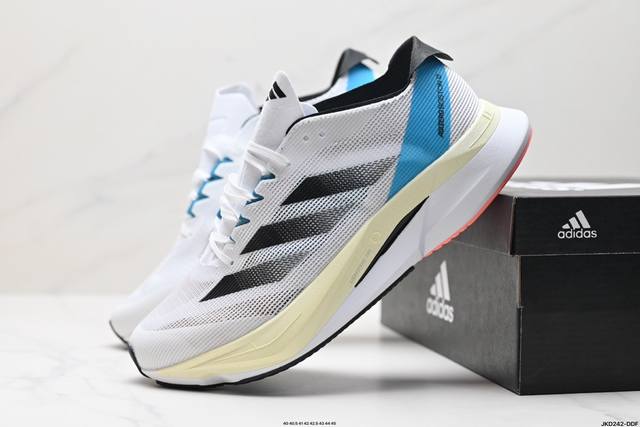 公司级阿迪达斯adidas Adizero Boston 12 M夏季透气网眼竞速跑鞋boost 缓震底 后跟加厚 呵护脚后跟 立体保护软绵鞋口 轻松穿脱不磨脚