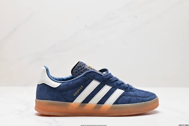 公司级adidas Originals Gazelle Indoor 三叶草休闲防滑耐磨低帮板鞋 鞋头出色设计 塑就出众贴合感 稳固的后跟贴合足部曲线设计 软弹