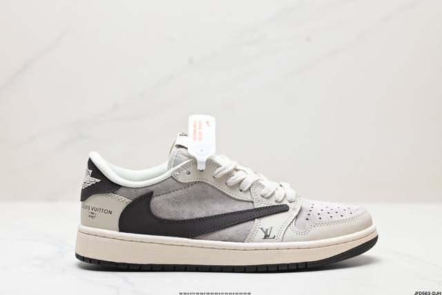 公司级aj1倒勾travis Scott X Air Jordan 1 ” Reverse Mocha “ Aj1乔1 Ts 闪电 联名倒钩 低帮文化篮球鞋 完