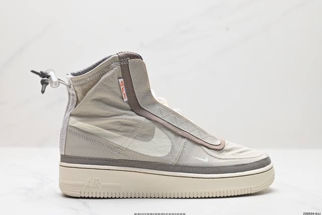 公司级耐克nike Air Force 1 Hi Shell 空军一号防水机能高帮板鞋 鞋款采用醒目荧光色示人，借鉴与机能外套的“Shell” 外壳为主题，在高