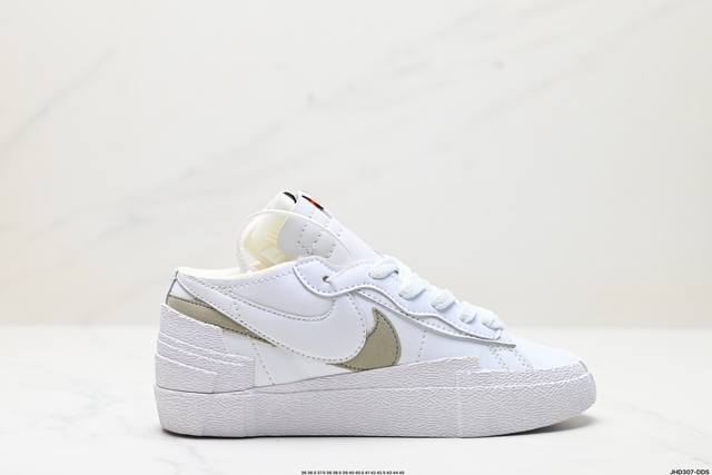 公司级sacai X Nike Blazer Mi D经典百搭中帮开拓者休闲运动板鞋 真硫化铝楦制作 原厂布料拼接 独家裁片完美鞋型 台湾进口软感荔枝头层皮 原