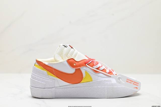 公司级sacai X Nike Blazer Mi D经典百搭中帮开拓者休闲运动板鞋 真硫化铝楦制作 原厂布料拼接 独家裁片完美鞋型 台湾进口软感荔枝头层皮 原