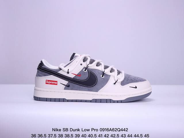 Nike Sb Dunk Low Pro 复古低帮休闲运动滑板板鞋。采用脚感柔软舒适zoomair气垫，有效吸收滑板等极限运动在落地时带来的冲击力，为街头运动者