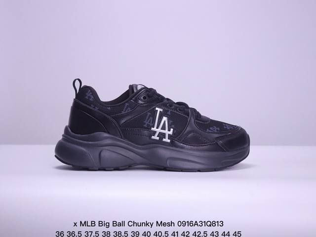 公司级korea韩国限定发售ny美国榄球洋基队限定 X Mlb Big Ball Chunky Mesh 厚底老爹系列低帮网织轻量休闲运动慢跑鞋“网眼象牙白黑n