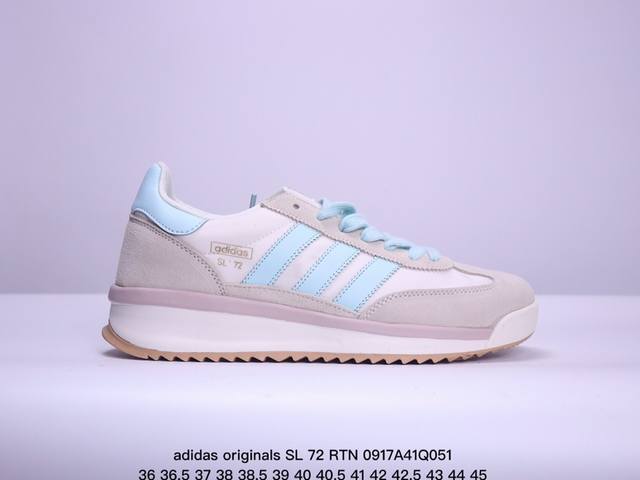 真爆 Adidas Originals Sl 72 Rtn 防滑 低帮 生活体闲鞋 男女同款ji2506 #鞋款采用舒爽尼龙鞋面、绒面革饰面和皮革细节等设计。与