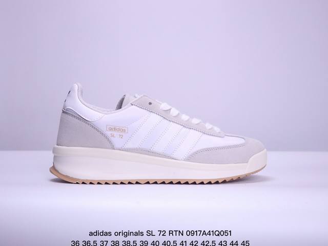 真爆 Adidas Originals Sl 72 Rtn 防滑 低帮 生活体闲鞋 男女同款ji2506 #鞋款采用舒爽尼龙鞋面、绒面革饰面和皮革细节等设计。与