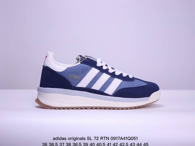 真爆 Adidas Originals Sl 72 Rtn 防滑 低帮 生活体闲鞋 男女同款ji2506 #鞋款采用舒爽尼龙鞋面、绒面革饰面和皮革细节等设计。与