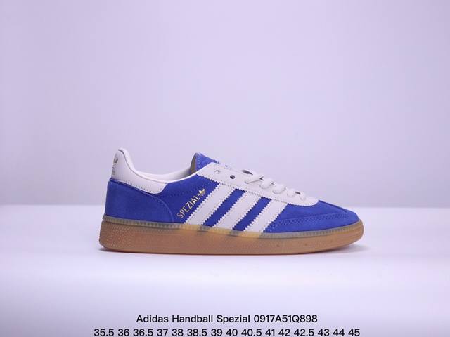 公司级adidas Handball Spezial 官方正确版本 阿迪达斯经典款 复古休闲板鞋 全鞋采用反毛皮制作 牛筋耐磨大底 承载青春情怀的板鞋 经典三条 - 点击图像关闭