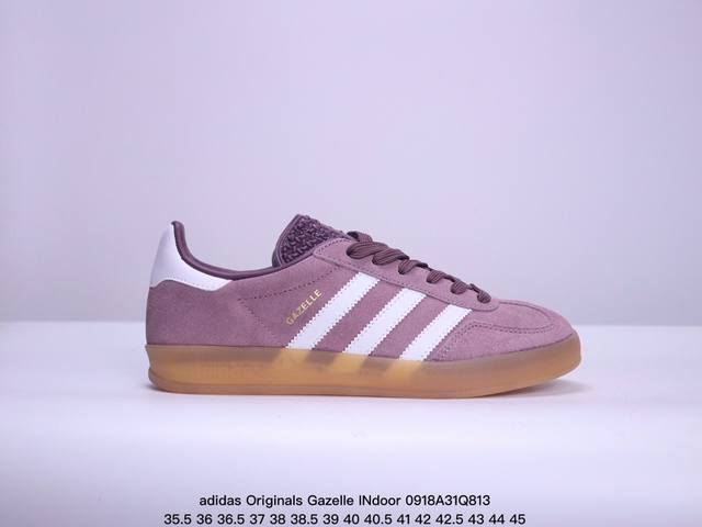 公司级adidas Originals Gazelle Indoor 三叶草休闲防滑耐磨低帮板鞋 鞋头出色设计 塑就出众贴合感 稳固的后跟贴合足部曲线设计 软弹