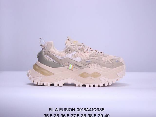 Fila Fusion 斐乐 潮牌老爹鞋女夏硬糖鞋厚底老爹鞋跑步鞋 欧阳娜娜 虞书欣同款 货号：T12W32 1Flg 尺码：35 36 36.5 37.5 3