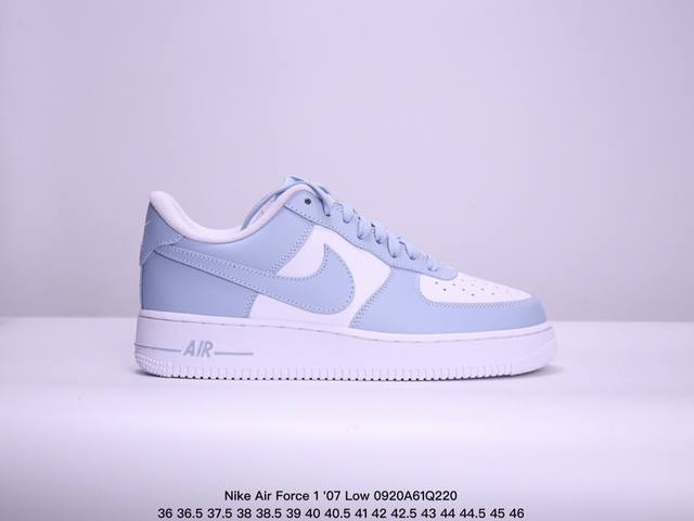 公司级 耐克 Nike Air Force 1 '07 Low 空军一号宝蓝白低帮，柔软、弹性十足的缓震性能和出色的中底设计，横跨复古与现代的外型结合，造就出风