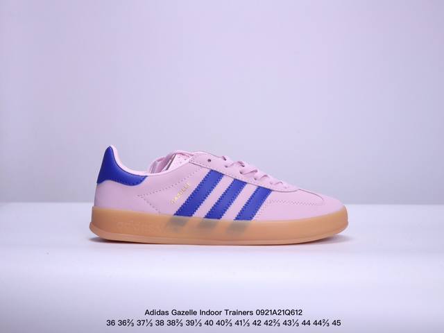 Adidas Gazelle Indoor Trainers 羊羚内系训列帮低复古百搭休运闲动德训风板鞋“皮麂草莓熊桃黑粉” 号货：Ji2585 码尺：35 3 - 点击图像关闭