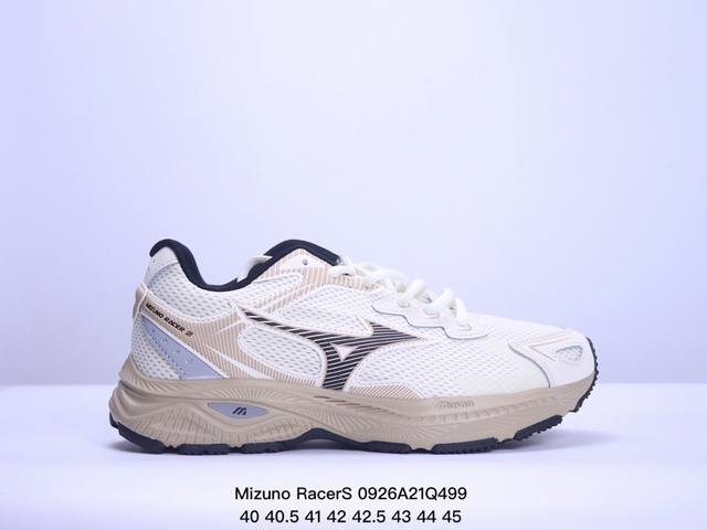 Mizuno Racers 美津浓 复古休闲 时尚百搭 运动舒适 网布 减震 防滑耐磨透气 低帮休闲跑步鞋 尺码：40-45带半码 Xm0926Q499