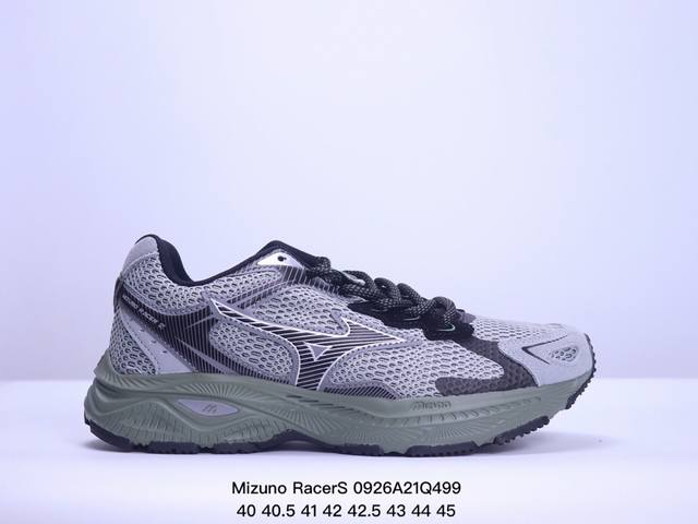 Mizuno Racers 美津浓 复古休闲 时尚百搭 运动舒适 网布 减震 防滑耐磨透气 低帮休闲跑步鞋 尺码：40-45带半码 Xm0926Q499