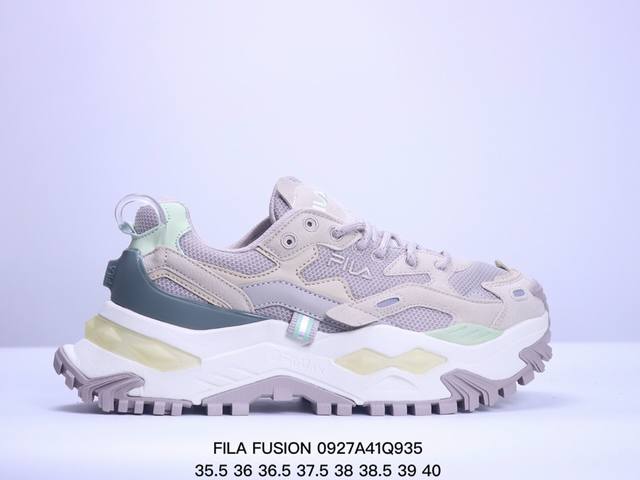 真标带半码！ 斐乐 Fila Fusion 火星跑鞋 情侣复古跑鞋原鞋开版定制 正品同步鞋材 皮革拼接麂皮 搭配透气网布 主打复古潮流 撞色设计 视觉冲击十足