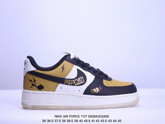 Nk Air Force 1'07 Low Pikachu “#皮卡丘 ”神奇宝贝 空军一号低帮休闲板鞋 货号：Cj9988-111 皮卡丘是神奇宝贝 及其衍生