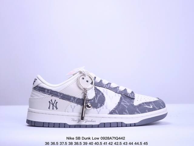 海外爆款限量发售！公司级 Nike Sb Dunk Low“Mlb联名-灰牛仔” 周年高端定制 低帮休闲板鞋 定制鞋盒 大厂纯原品质出货 超高清洁度 皮料切割干